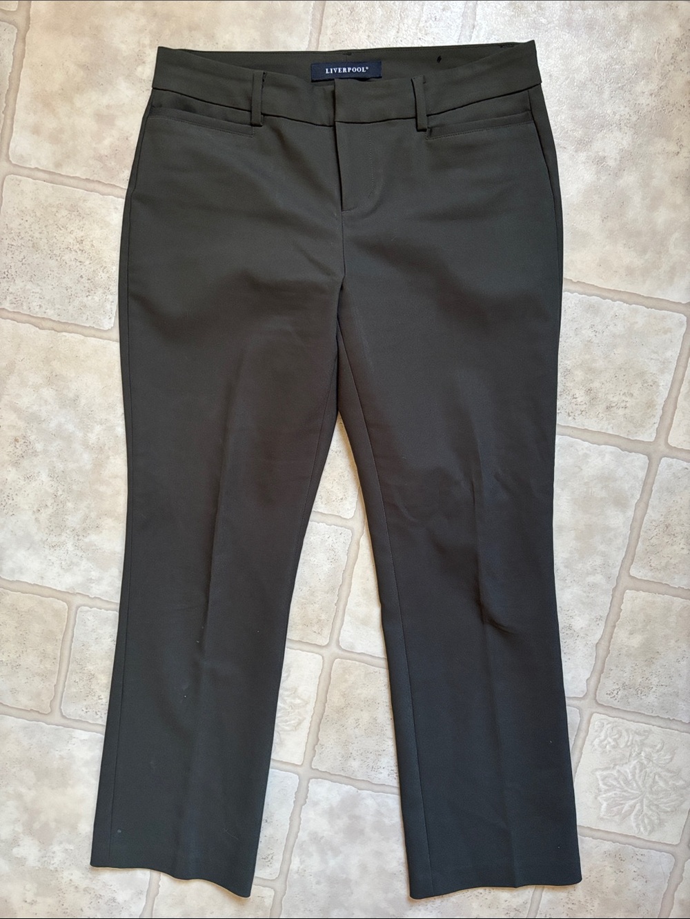 Liverpool Peat Green Straight Leg Trouser Pants, Women’s Size 4/27 Petite